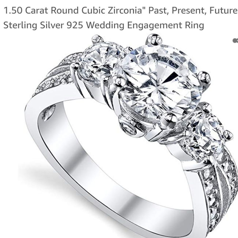 2 tcw Sterling Silver Past, Present, Future ring
